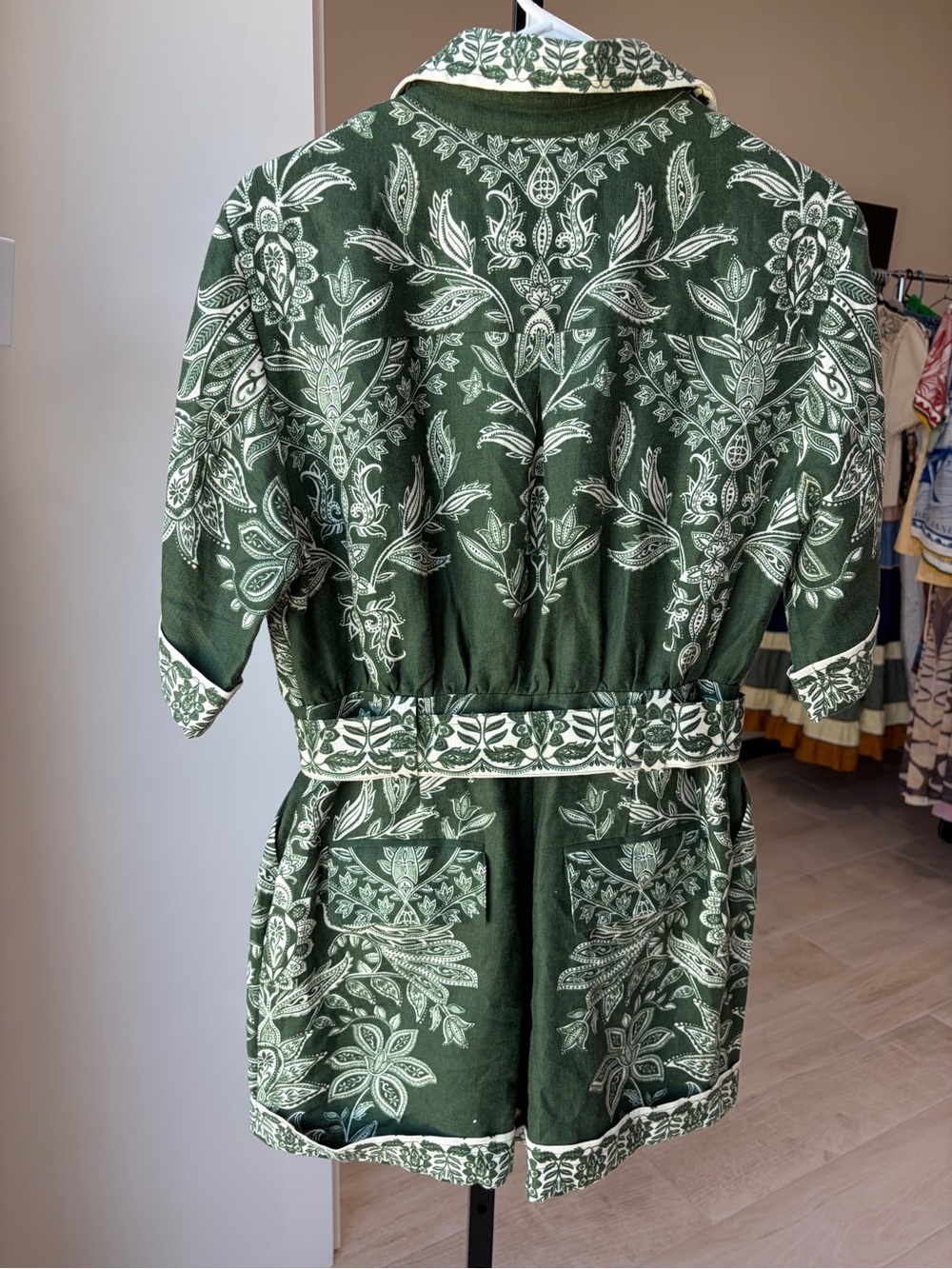Farm Rio: MIRANDA DARK GREEN SHORT SLEEVE ROMPER - Picture 11 of 13